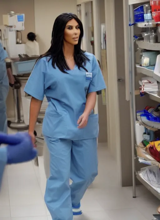 Image similar to film still of kim kardashian as J.D in scrubs,