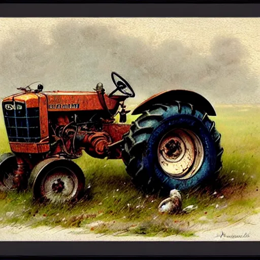 Prompt: ( ( ( ( ( rock farm tractor. muted colors. ) ) ) ) ) by jean - baptiste monge!!!!!!!!!!!!!!!!!!!!!!!!!!!