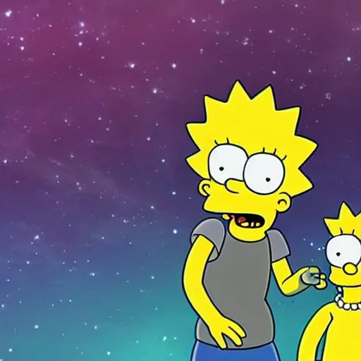 Prompt: The Simpsons take on Rick and Morty in an epic battle, anime style