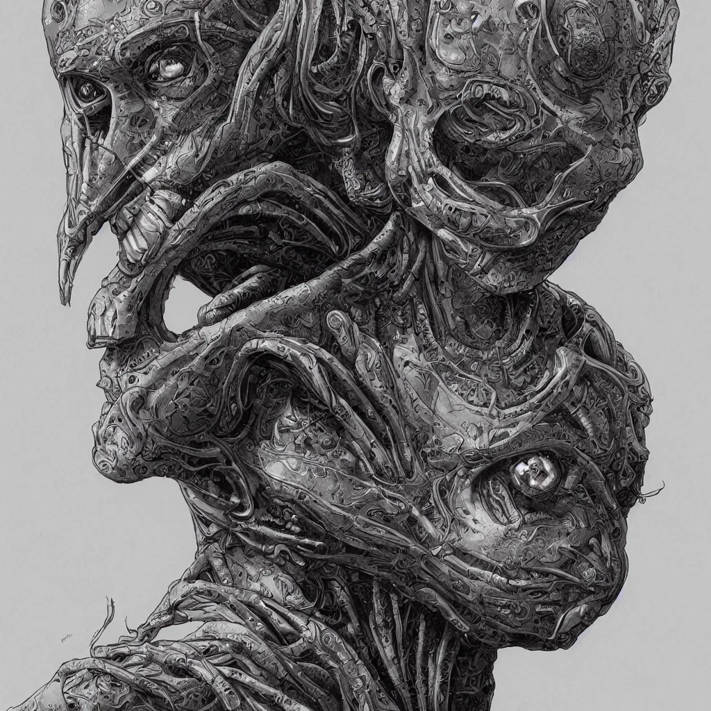 Image similar to terrifying bust portrait of a beautiful exotic alien queen by travis charest and chris achilleos, an intricate, elegant, highly detailed digital painting, concept art, smooth, sharp focus, mixed media illustrationhyperrealism, extremely hyperdetailed