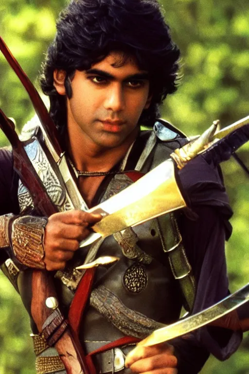 Image similar to intricate color photo of rishi sunak as robin of sherwood