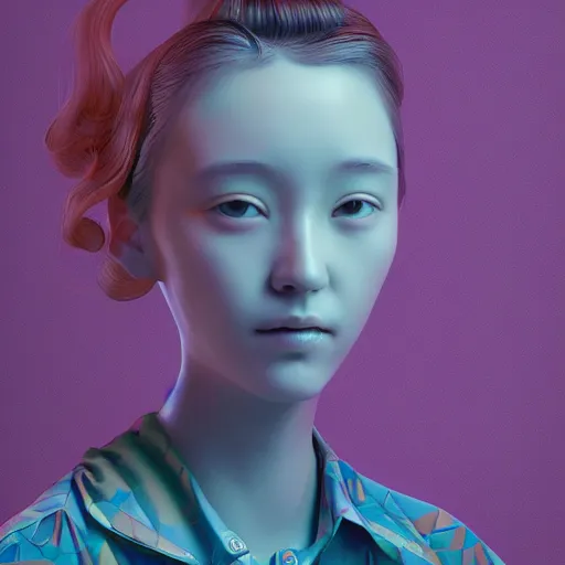 Image similar to abstract 3d female portrait age 10 by james jean and Jason Chan, redering, redshift, octane