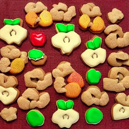 Image similar to apple fruits completely made out of cookies