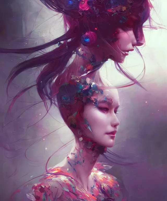 Image similar to a beautiful dream muse trapped in a nightmare, by android jones and guweiz and ross tran and ilya kuvshinov, trending on artstation