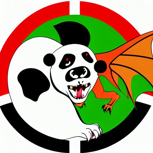 Image similar to vector art of welsh dragon and panda mixed, intercrossed, chimera, welsh flag, adobe illustrator