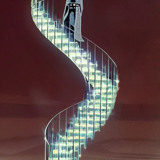 Image similar to Darth Vader walking down an infinite spiral staircase made out of diamonds,