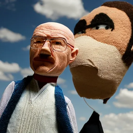 Image similar to Walter White with a Jesse Pinkman sock puppet