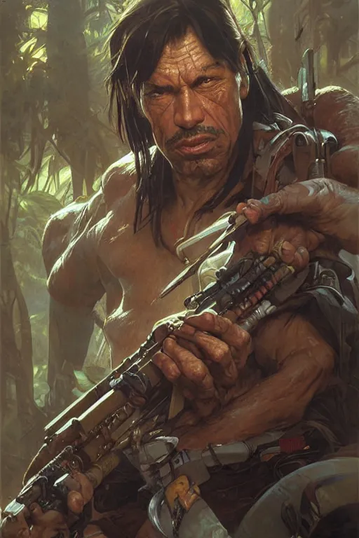 Prompt: Turok portrait by Stanley Artgerm Lau, greg rutkowski, thomas kindkade, alphonse mucha, loish, norman Rockwell