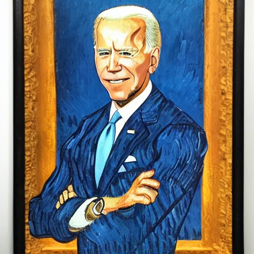 Prompt: a perfect fusion of Joe Biden and Barack Obama, style of Vincent Van Gogh, presidential fusion, mix of Biden and Obama, presidential cross, portrait, oil painting by Van Gogh, 4k photograph of painting