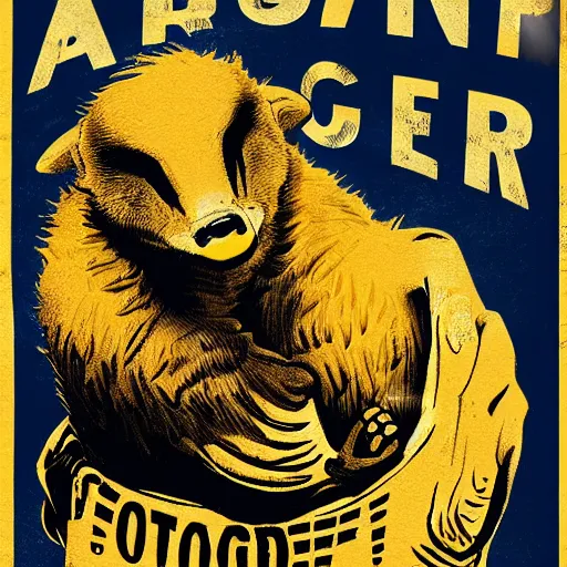 Image similar to a political poster for a honey badger, graphic design,