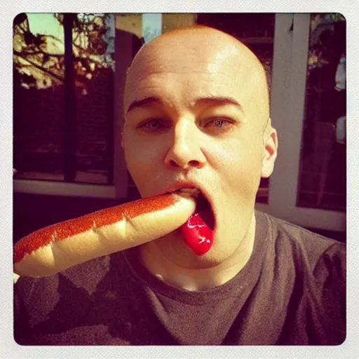 Image similar to “ a fella with hot dog lips ”