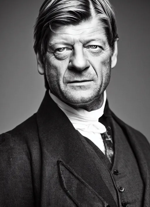 Image similar to portrait of sean bean as a victorian politician, smiling, victorian, detailed face, highly detailed, cinematic lighting, photograph by elliott & fry