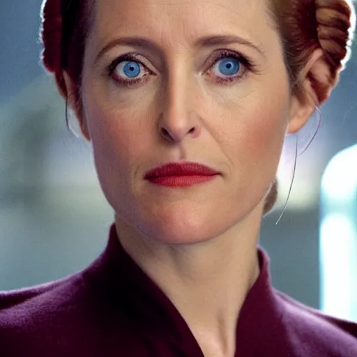 Prompt: gillian anderson as princess leia