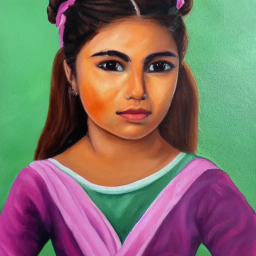 Prompt: painting of a cute roman - mexican girl