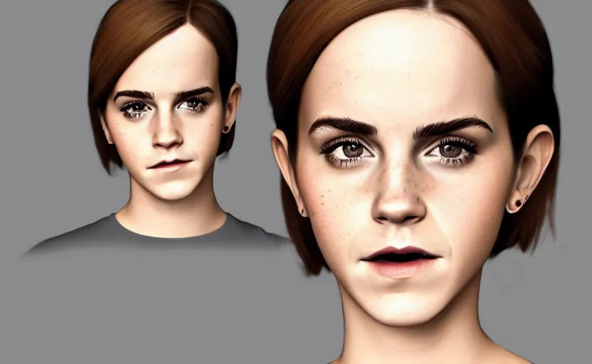 Prompt: unhappy emma watson starring in family guy serie, artstation hq, stylized, symmetry, modeled lighting, expressive, studio photo refined, highly detailed, hyper realistic, family guy artstyle