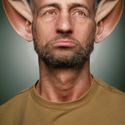 Prompt: a realistc photo of a man with big ears