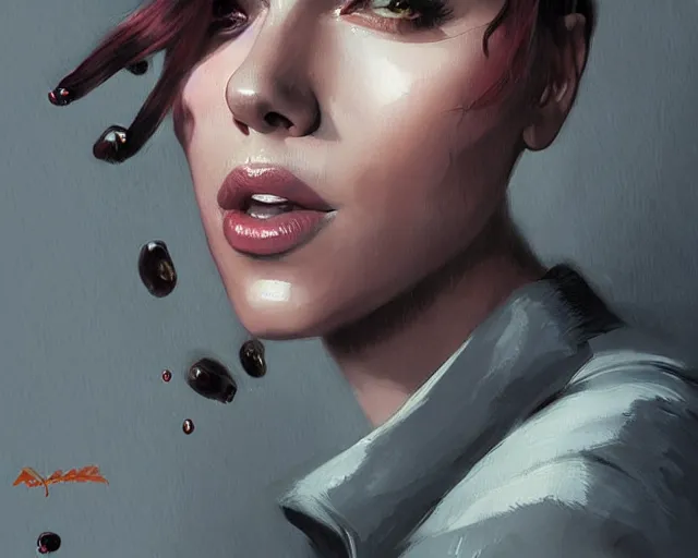 Prompt: portrait of scarlett johansson drinking cola in team fortress 2 style, detailed face, dark fantasy art, fantasy, pretty, hd shot, digital portrait, beautiful, artstation, comic style, by artgerm, guy denning, jakub rozalski, magali villeneuve, neoartcore and charlie bowater