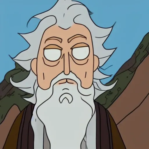 Prompt: gandalf in rick and morty.