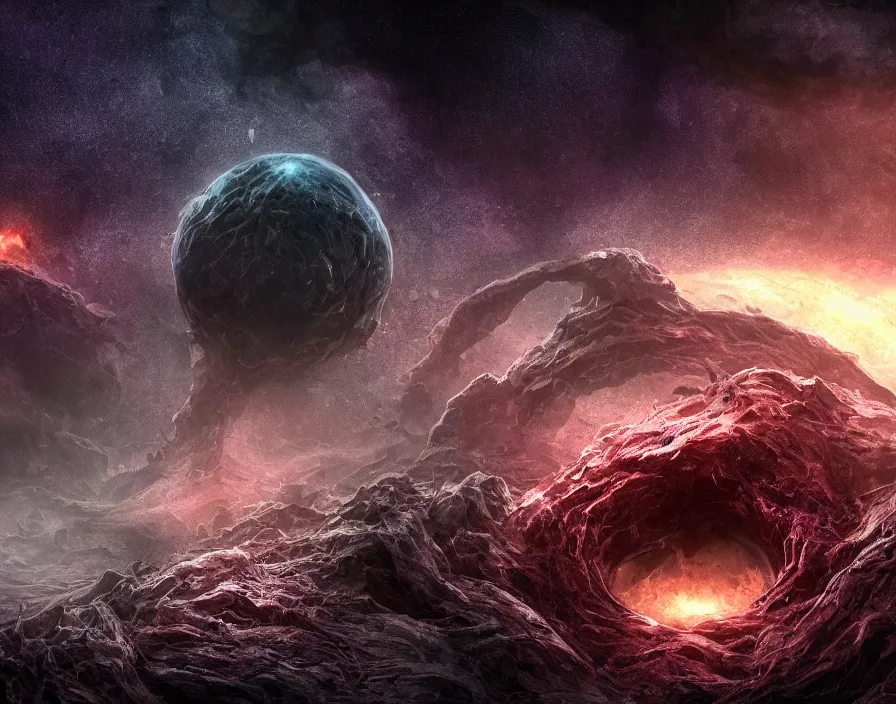Prompt: dark eldritch planet in space, horror, tentacles, screaming monster, realistic, beautiful texture, beautiful graphics, fantasy artwork, very beautiful scenery, hd, hdr, ue 5, ue 6, unreal engine 5, cinematic 4 k wallpaper, 8 k, ultra detailed, by popular digital, details, beautiful image ever created, high resolution, artstation