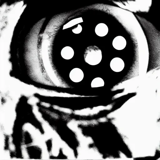 Image similar to an eye, black and white, in the style of the band tool