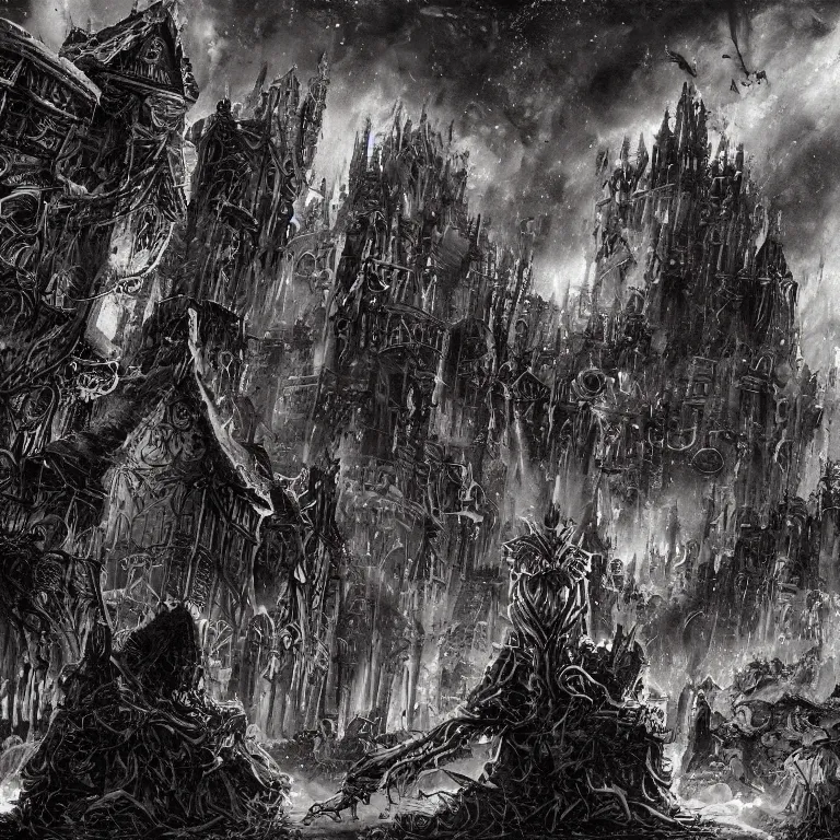 Image similar to the night of doom, despairpunk, dark world, wallpaper fantasy art