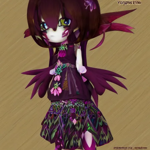 Image similar to cute fumo plush of an adorable fae with a fractal pattern dress of mystical importance, magical girl, vray