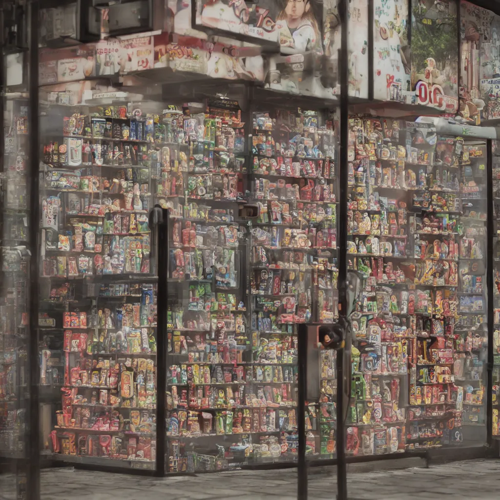 Prompt: portrait of tokyo corner store and vending machines, depth of field, zeiss lens, detailed, centered, photoshoot, by nicoletta ceccoli, mark ryden, lostfish, breathtaking, 8 k resolution, extremely detailed, beautiful, establishing shot, artistic, hyperrealistic, octane render,