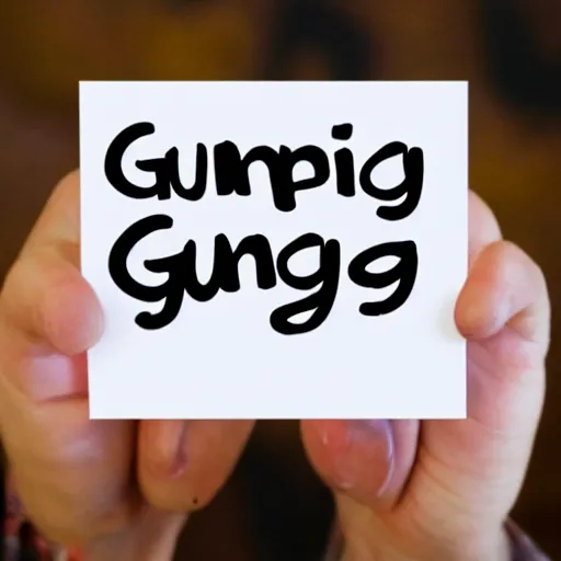 Image similar to a piece of paper that says ging ging gunga ging