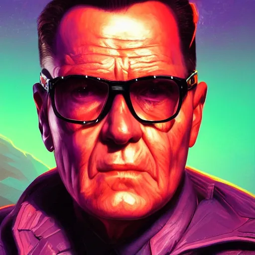 Prompt: a portrait of a cyborg josip broz tito. neon glowing, synthwave, intricate, epic lighting, cinematic composition, hyper realistic, 8 k resolution, unreal engine 5, by artgerm, tooth wu, dan mumford, beeple, wlop, rossdraws, james jean, marc simonetti, artstation