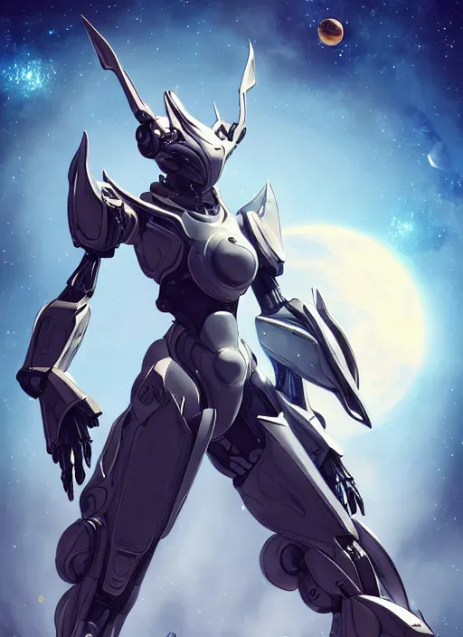 Image similar to cinematic shot, cosmic sized perfectly proportioned stunning beautiful anthropomorphic robot mecha female dragon, space background, larger than planets, posing elegantly, with galaxy in hands, sleek silver armor, epic proportions, epic size, epic scale, ultra detailed digital art, furry art, macro art, dragon art, giantess art, warframe fanart, furaffinity, deviantart