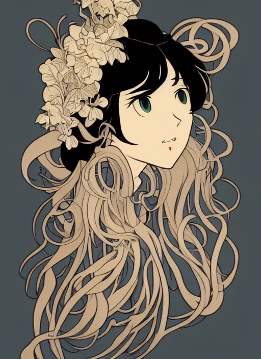 Image similar to photographer character design on white background, drawn by studio ghibli, alphonso mucha, lolish, trending on artstation