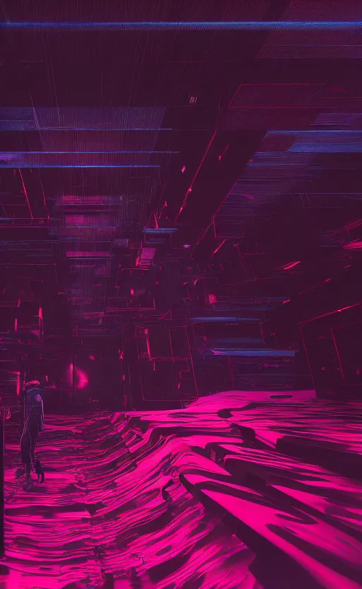 Image similar to a love affair with doubt, dark retrowave, glitch art, interstellar, beautifully lit, by emma geary, artstation, unreal engine