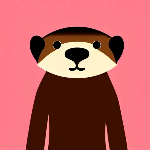 Image similar to an otter in dress, avatar image, digital art, minimalism