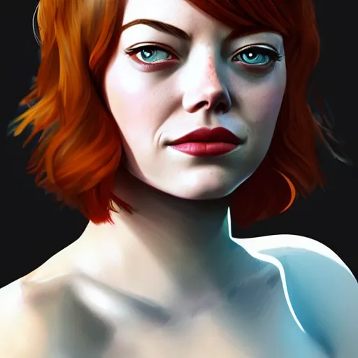 Image similar to portrait of emma stone ,digital art photorealistic art by greg rutkowski high detail comic sharp vector lineart dramtic lighting artstation by trevor henderson by rossd raws cinematic dramatic