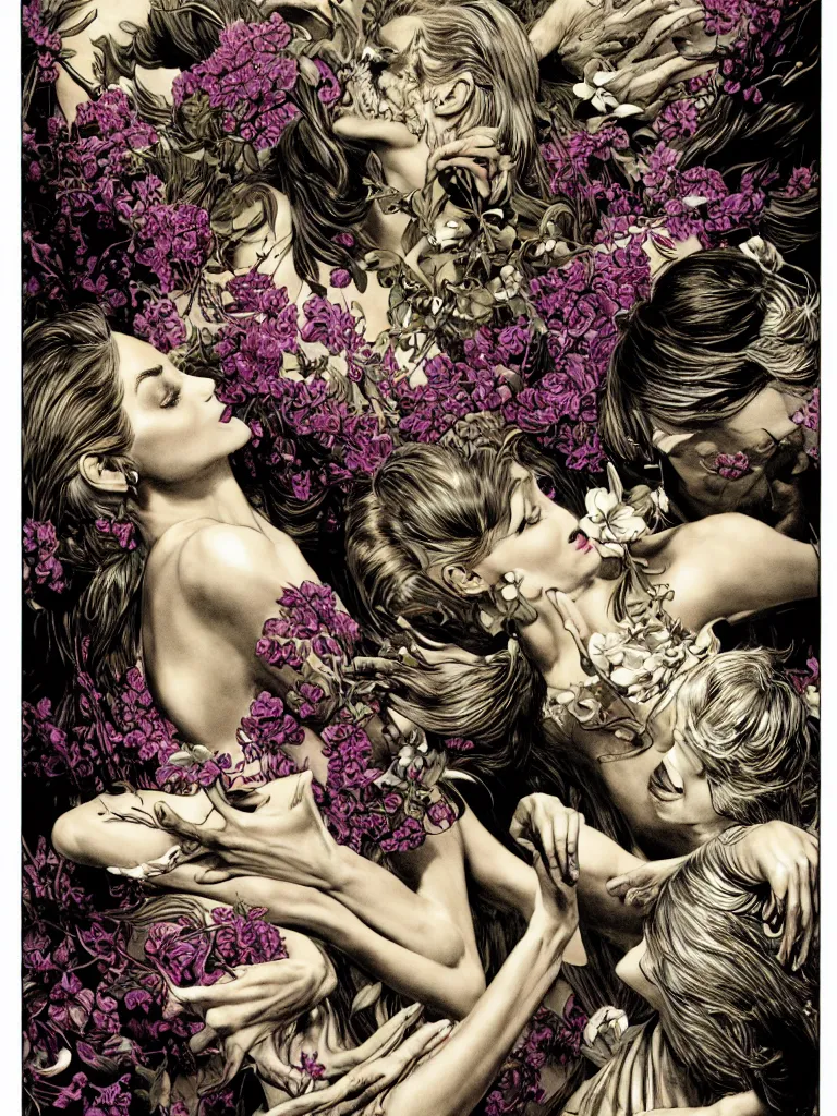 Image similar to fragrance advertising campaign by bernie wrightson, highly detailed