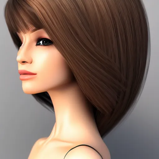 Image similar to very pretty model, highly detailed, sharp focus, realistic, shorter hair