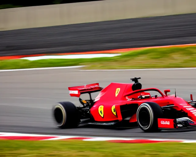 Image similar to live action photo of the 2 0 2 2 f 1 scuderia ferrari, 8 k, sports photography