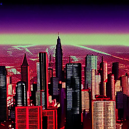 Image similar to film still of a city in the style of tool