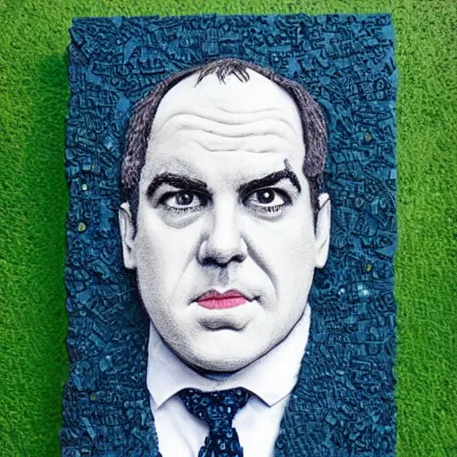 Prompt: lemony snicket portrait made from lemons, detailed,