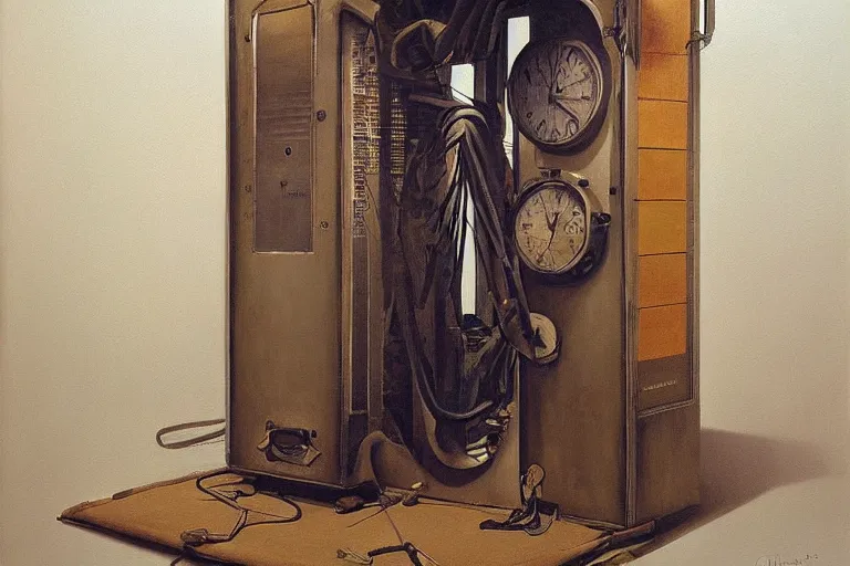 Prompt: A hyperrealistic painting of a time travel machine by Claudio Bravo