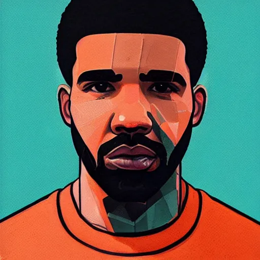 Prompt: Drake x Nike Profile Picture by Sachin Teng, asymmetrical, Organic Painting , Matte Painting, geometric shapes, hard edges, graffiti, street art,:2 by Sachin Teng:4