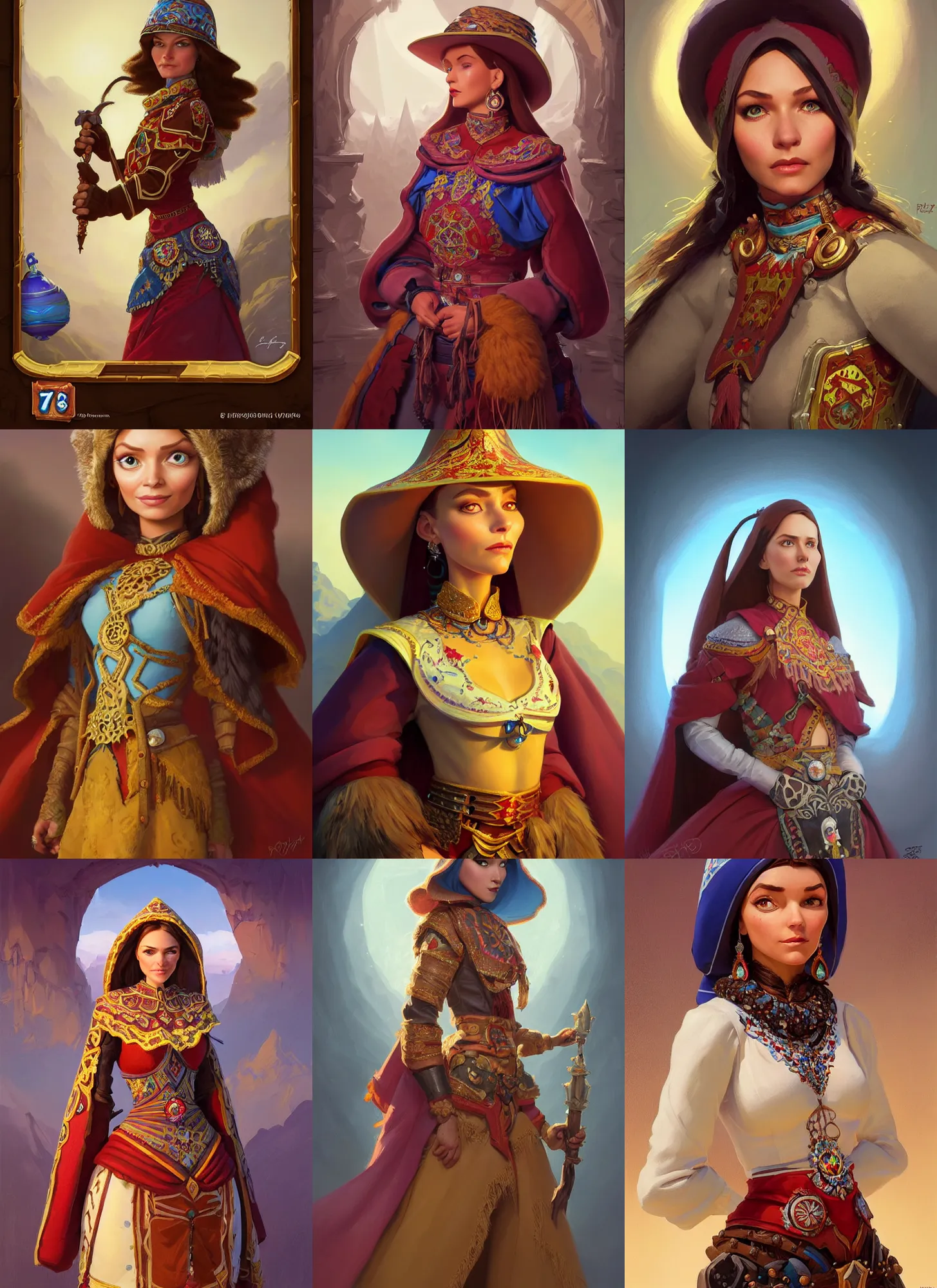 Prompt: portrait of russian mexican tatar woman jodhpurs hyperborea, pixar doll deep focus, d & d, fantasy, elegant, highly detailed, digital painting, artstation, concept art, matte, sharp focus, illustration, hearthstone, art by rhads by artgerm and greg rutkowski and alphonse mucha