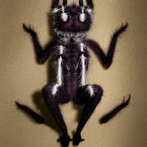 Prompt: an anthropomorphic furry spider posing