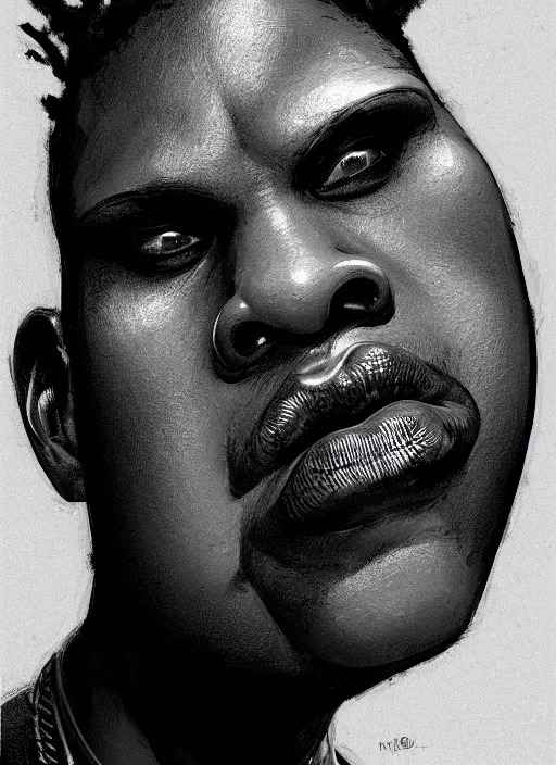 Image similar to portrait of a wide faced black man with a crooked nose and a confident expression, 1 9 6 0 s, black clothes, goth, punk, brightly coloured hair, funk, intricate, elegant, highly detailed, digital painting, artstation, concept art, smooth, sharp focus, illustration, art by wlop, mars ravelo and greg rutkowski