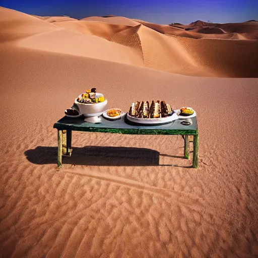 Image similar to desert full of all kinds of desserts, photography by bussiere rutkowski andreas roch