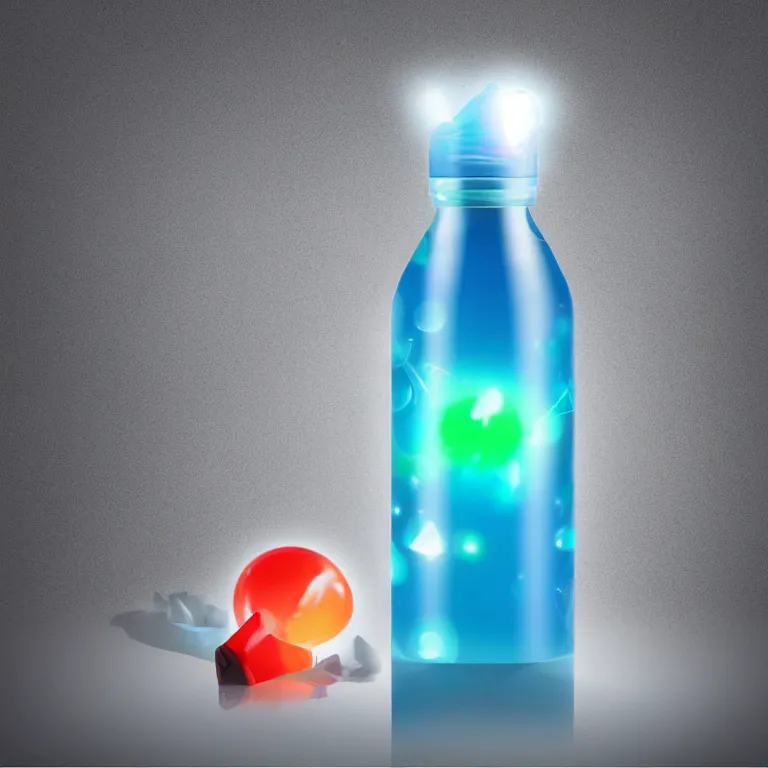 Prompt: an magic surge round bottle, light dust inside, in the dark, cartoon version ， hd game icon element, magic, fluorescent light, minimalist composition ， gods ray, product photography, bright colors