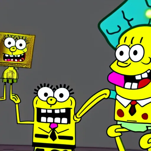 Image similar to spongebob in five nights of freddys