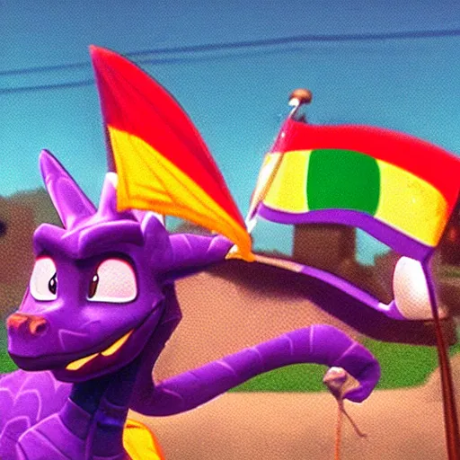 Prompt: a colorized photo of spyro at the stonewall uprising ( 1 9 6 9 )