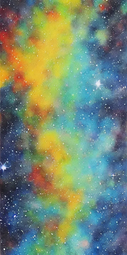 Prompt: asian water - color painting of the galaxy, detailed, refined, high quality, modern