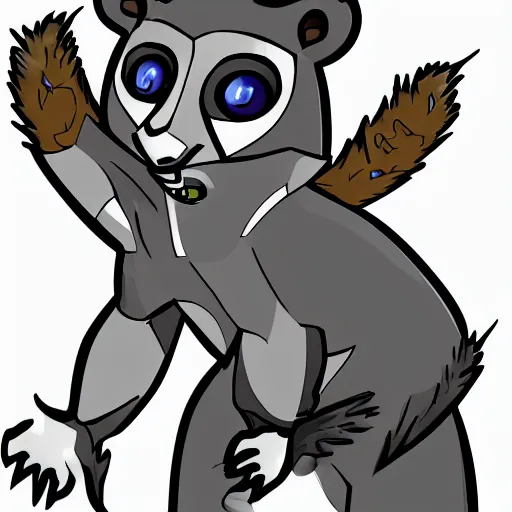 Prompt: cute cyborg racoon cyperpunk cartoon aesthetic